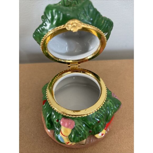 Vtg Ceramic Decorative Christmas Tree Hinged Trinket Box Holiday Decor - Picture 2 of 5